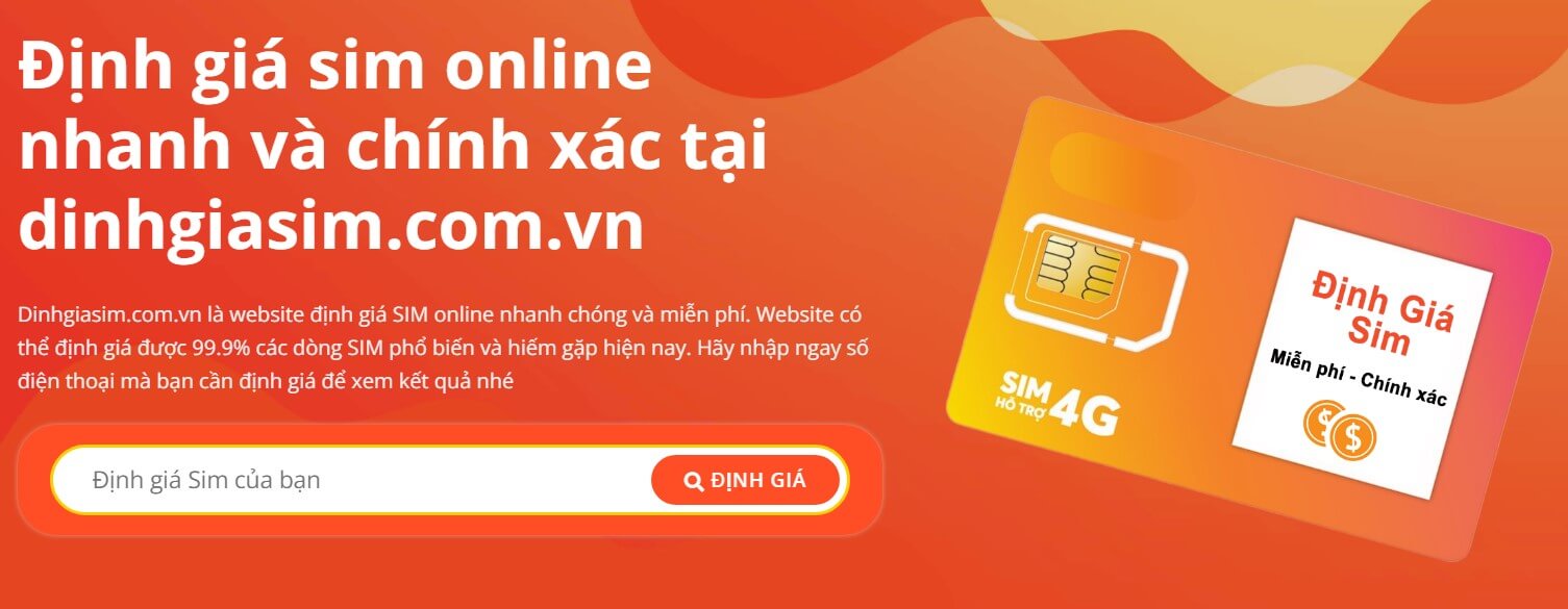 Tính năng định giá sim trên Dinhgiasim.com.vn